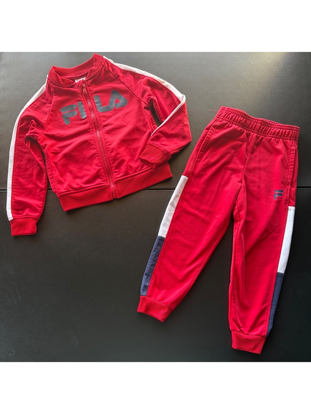 FILA Toddler Boys 3T Red Tracksuit 2 Piece Zip Jacket Jogger Pants Set